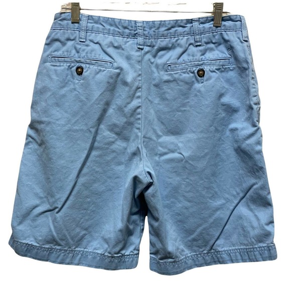 IZOD Size 33” Saltwater 9” Inseam Flat Front Chino Shorts Blue Cotton - Picture 2 of 6